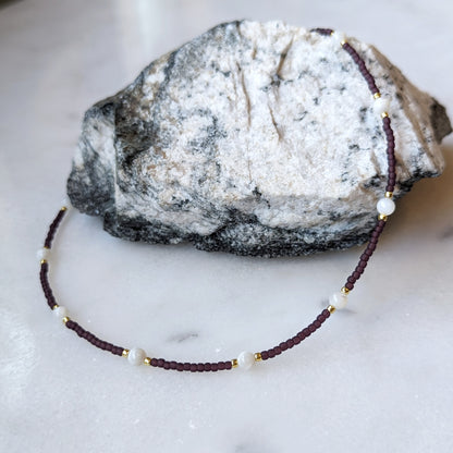 Mother of Pearl Amethyst Accent Stone Necklace