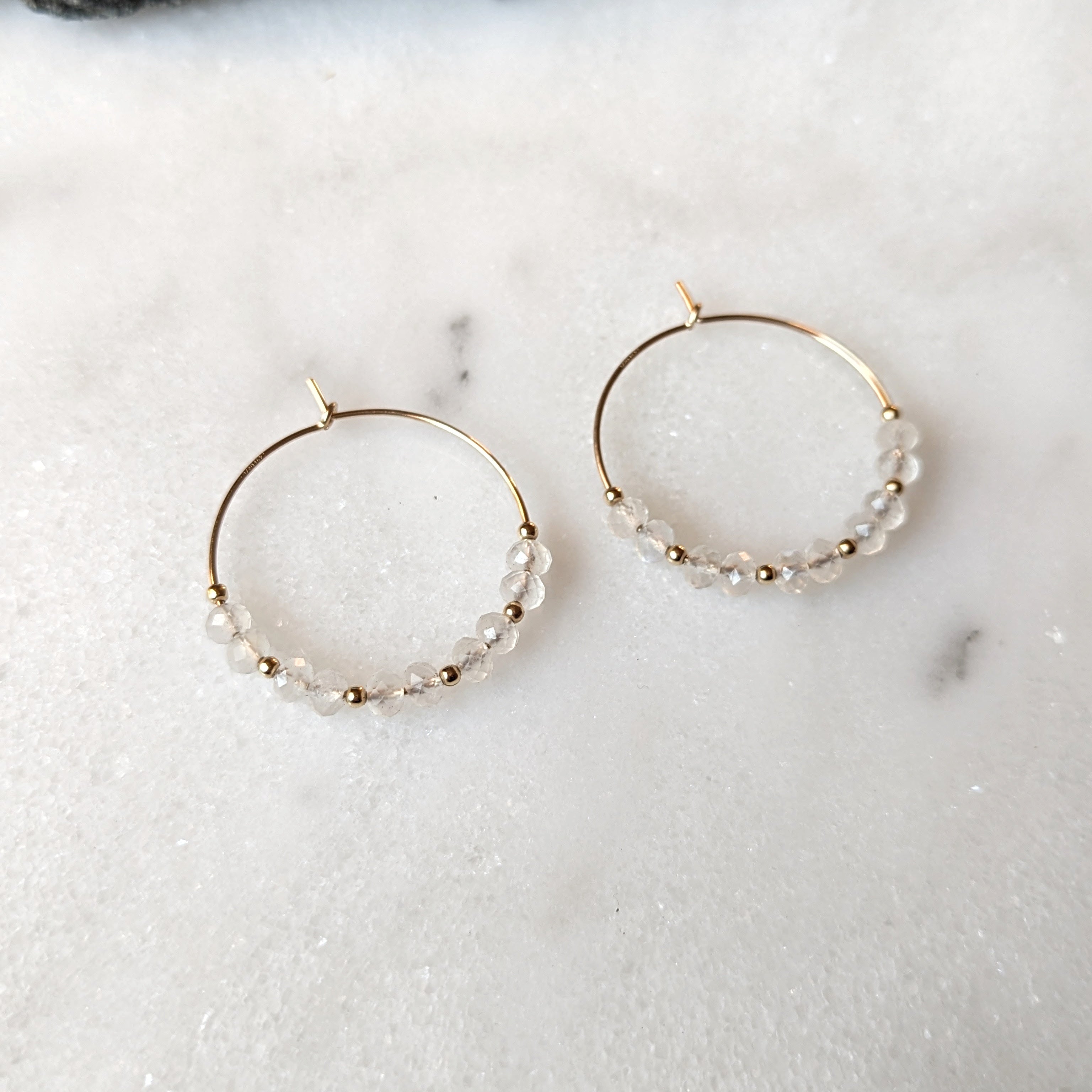 Rainbow Moonstone Hoops