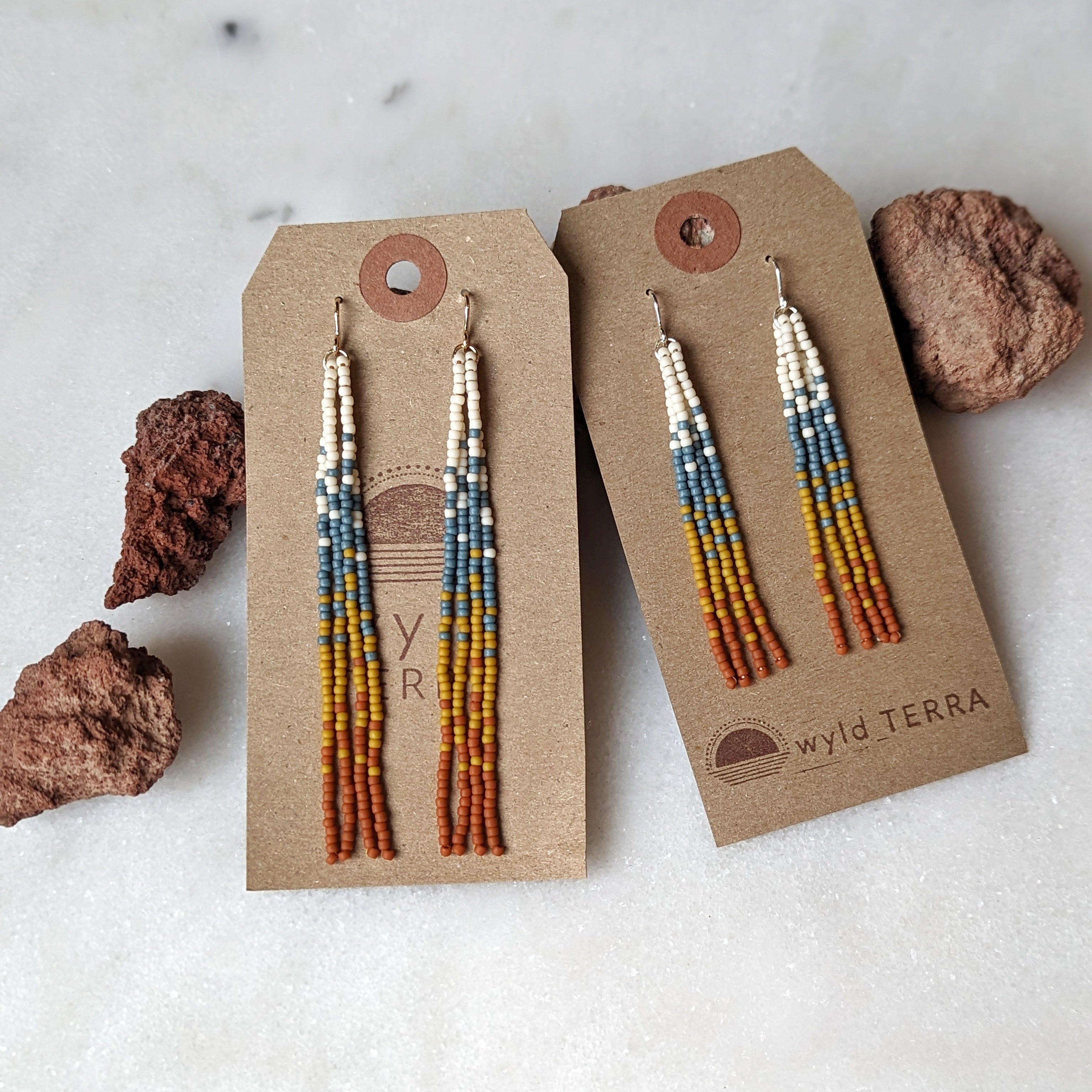 Bend Oregon Inspired Short Beaded Fringe Earrings