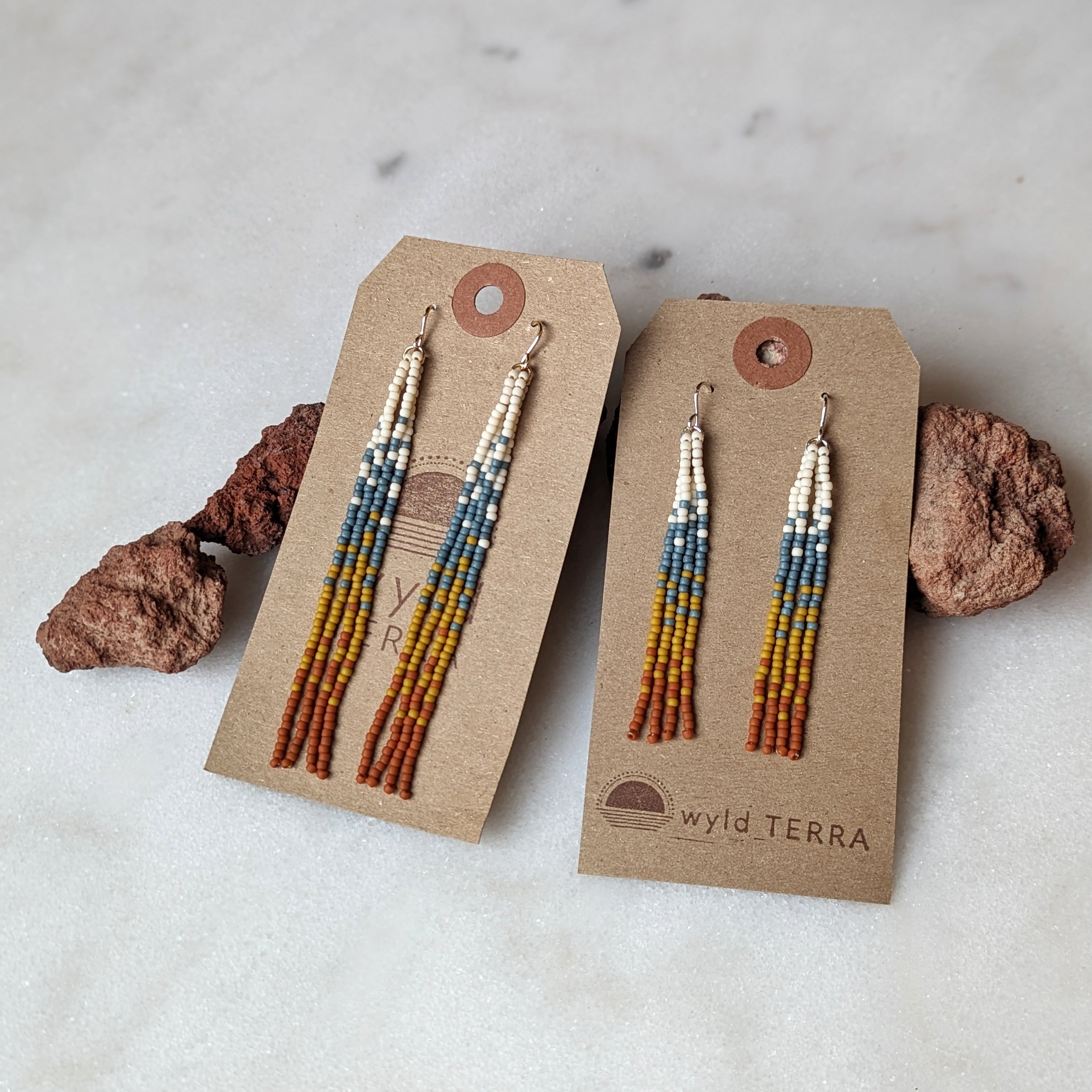 Bend Oregon Inspired Short Beaded Fringe Earrings