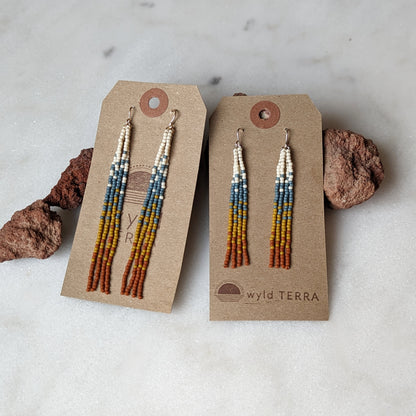 Bend Oregon Inspired Long Fringe Beaded Earrings