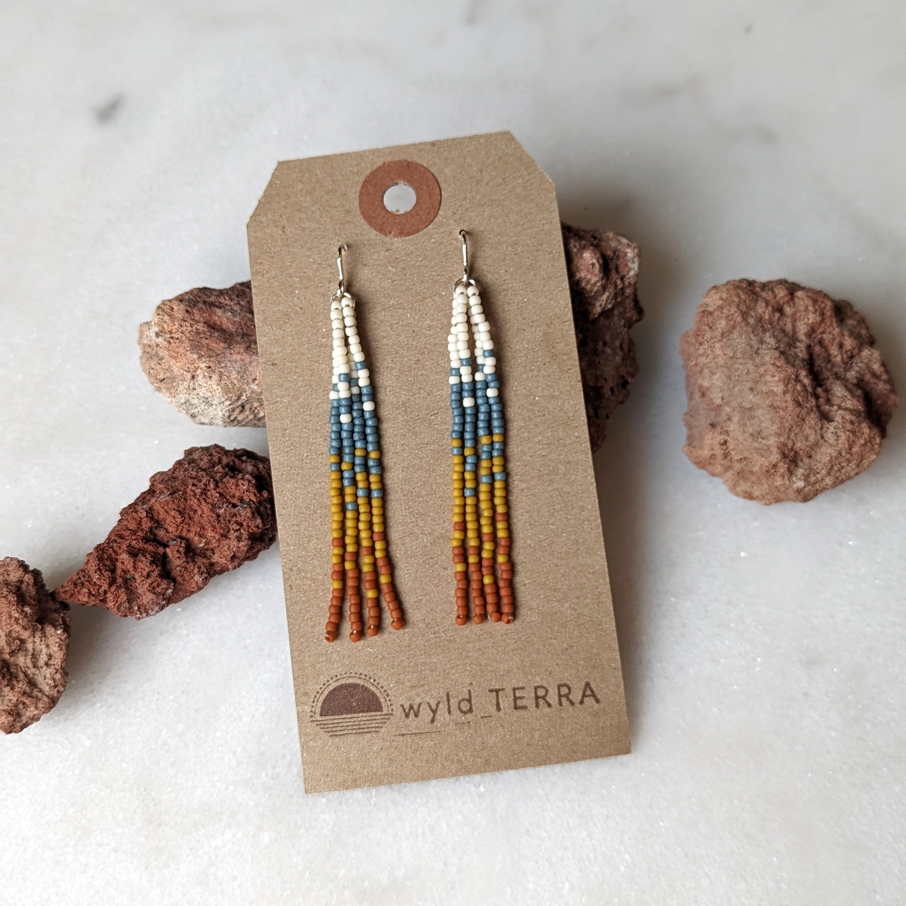 Bend Oregon Inspired Short Beaded Fringe Earrings