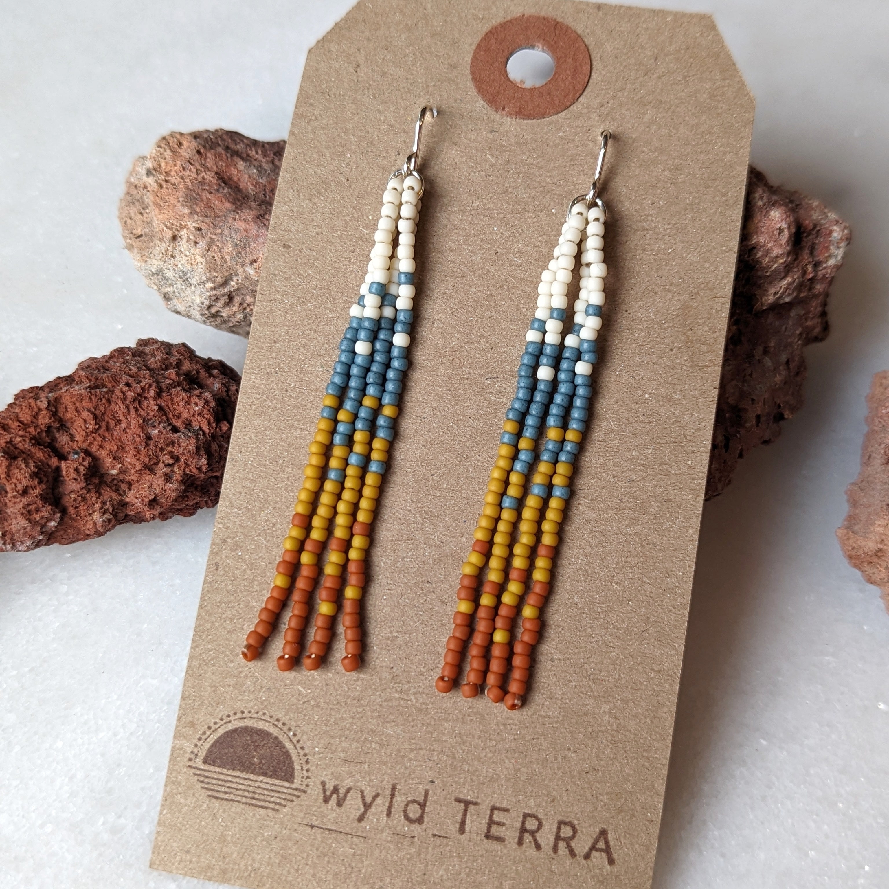 Bend Oregon Inspired Short Beaded Fringe Earrings
