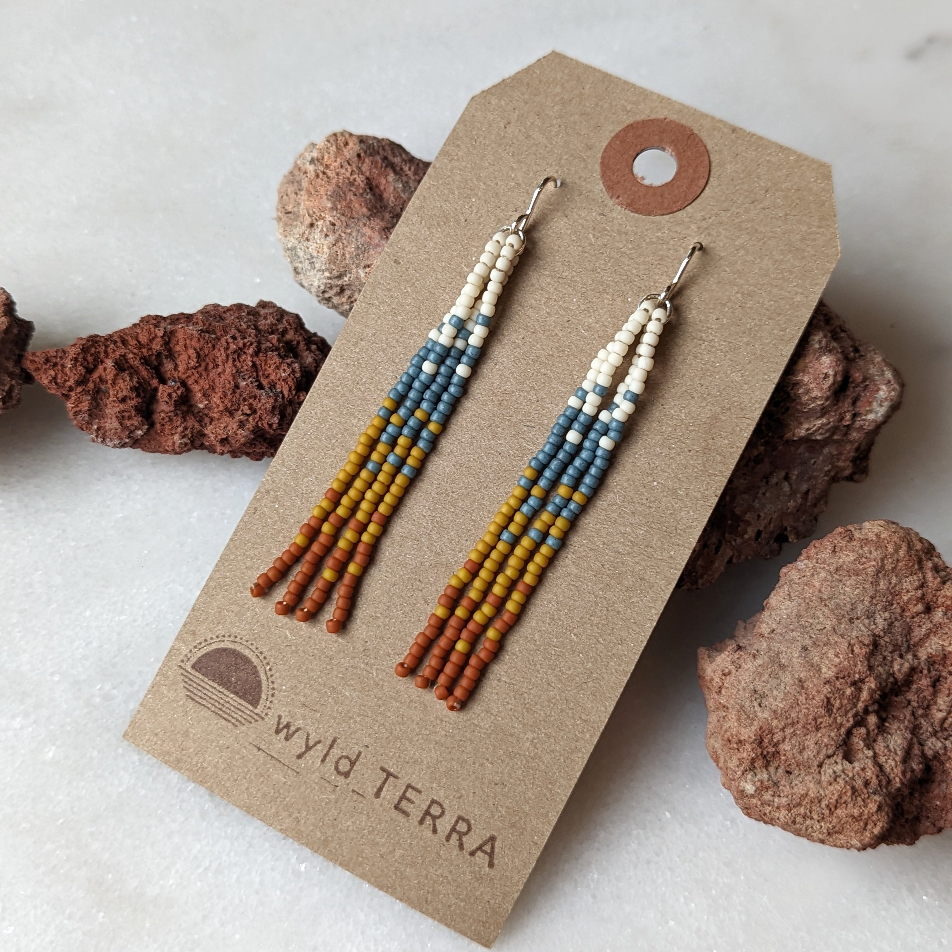 Bend Oregon Inspired Short Beaded Fringe Earrings