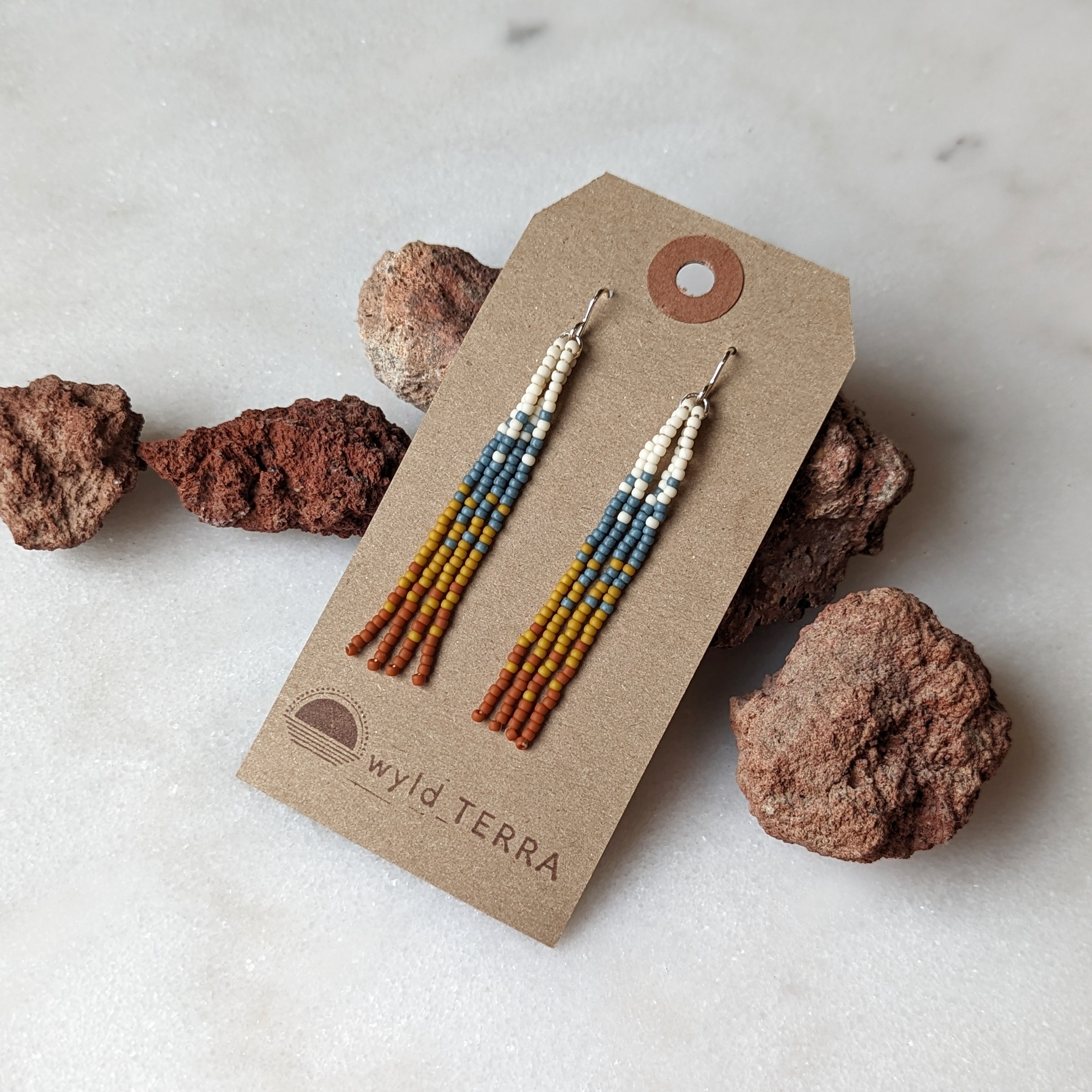 Bend Oregon Inspired Short Beaded Fringe Earrings