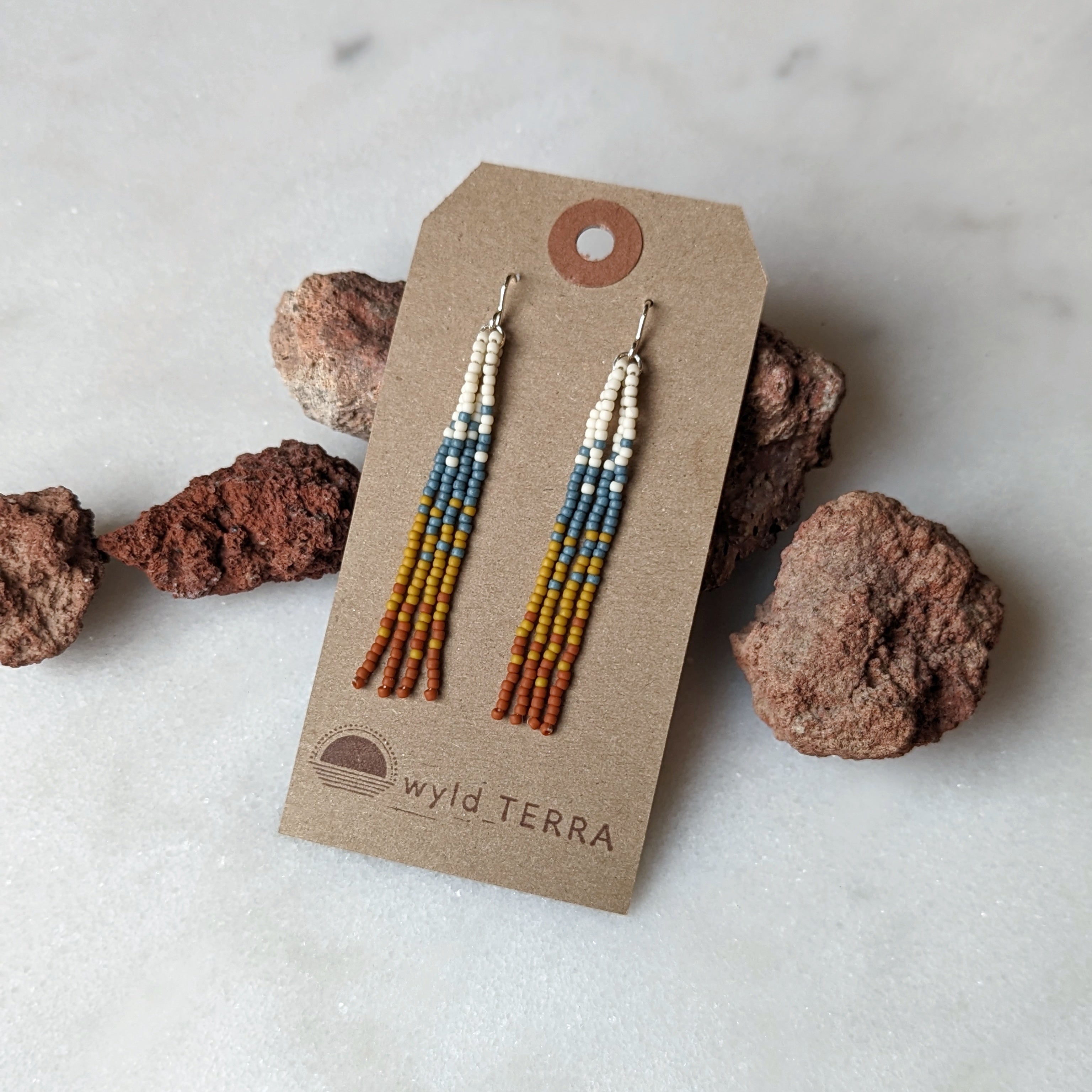 Bend Oregon Inspired Short Beaded Fringe Earrings