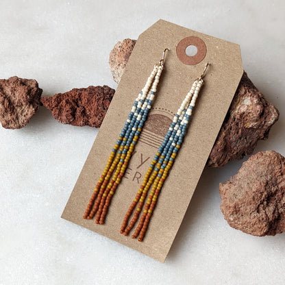 Bend Oregon Inspired Long Fringe Beaded Earrings