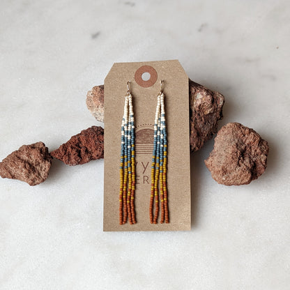 Bend Oregon Inspired Long Fringe Beaded Earrings