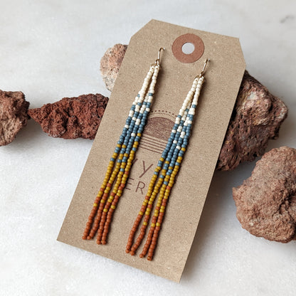 Bend Oregon Inspired Long Fringe Beaded Earrings