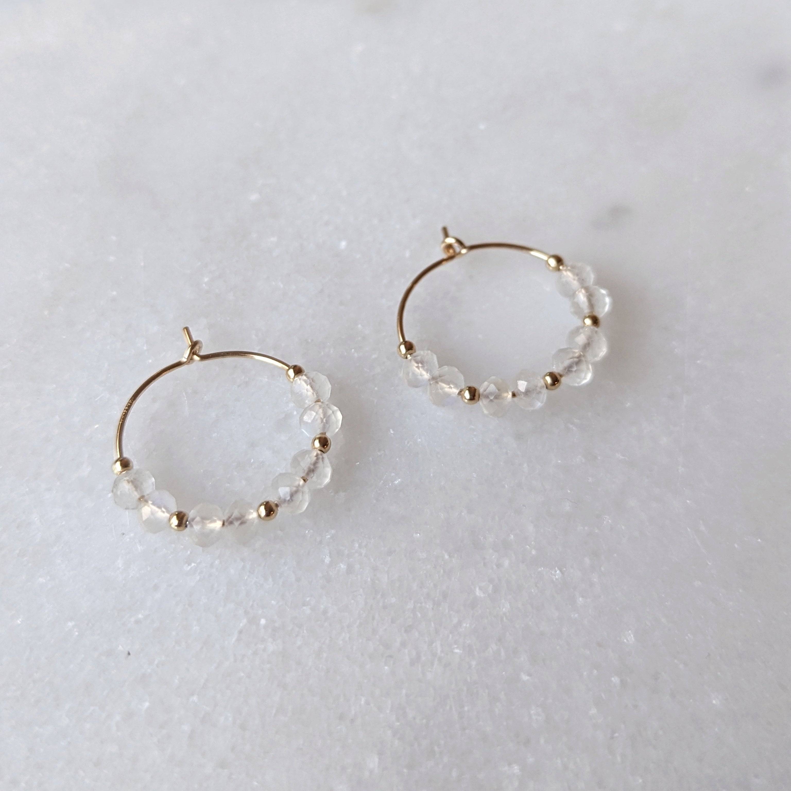 Rainbow Moonstone Mini Hoops