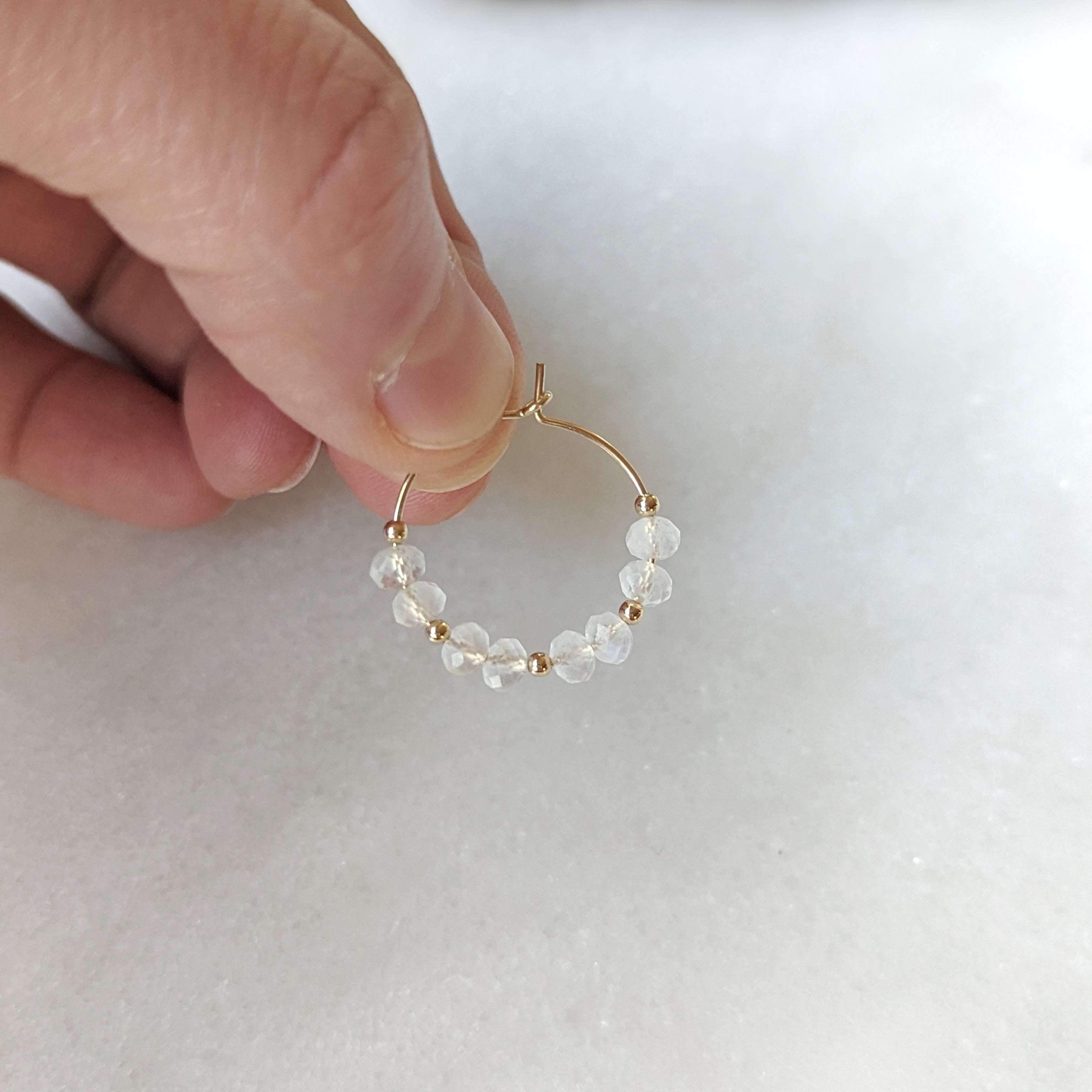 Rainbow Moonstone Mini Hoops