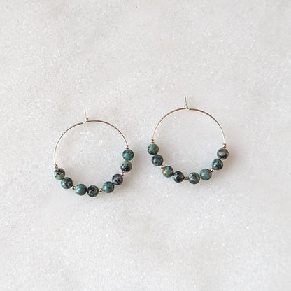 Sterling Silver African Turquoise Hoop Earrings