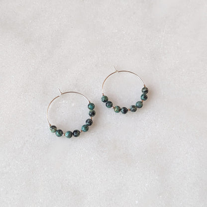 Sterling Silver African Turquoise Hoop Earrings