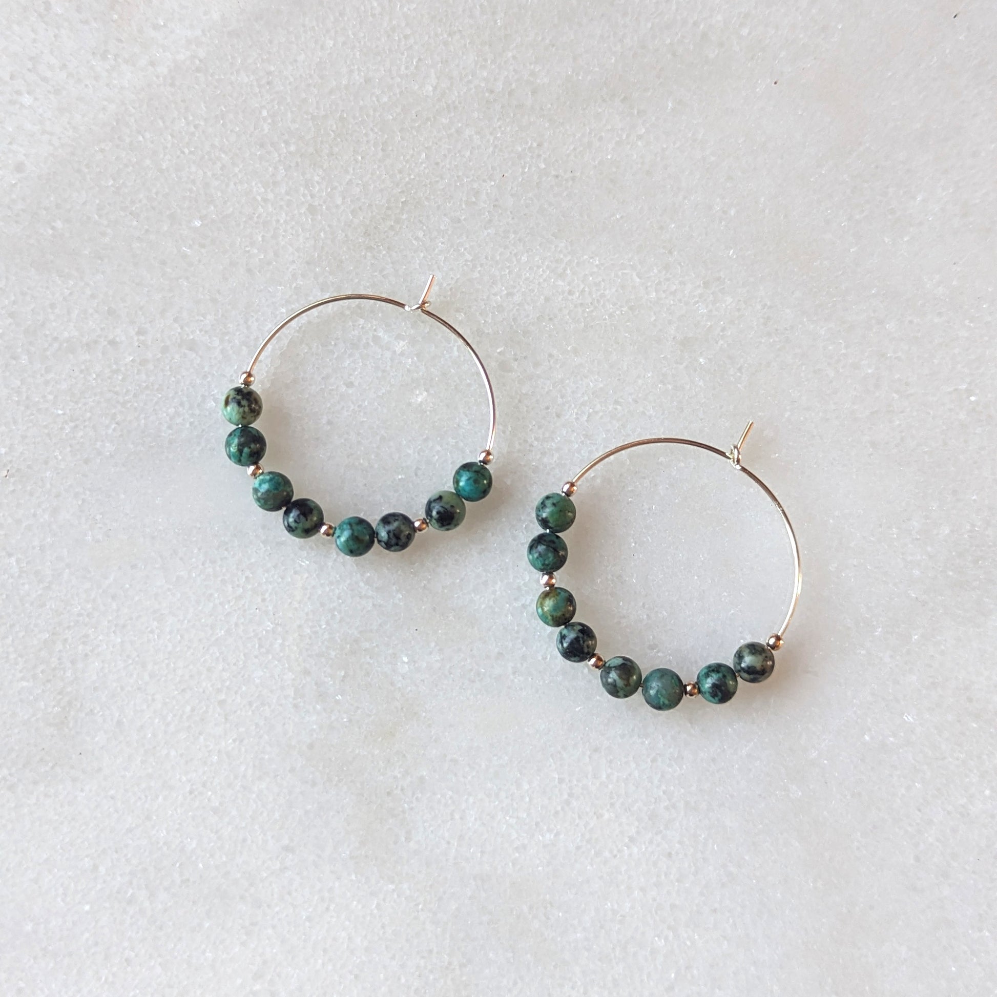 Sterling Silver African Turquoise Hoop Earrings
