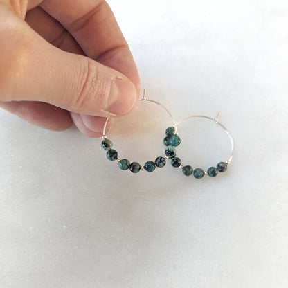 Sterling Silver African Turquoise Hoop Earrings