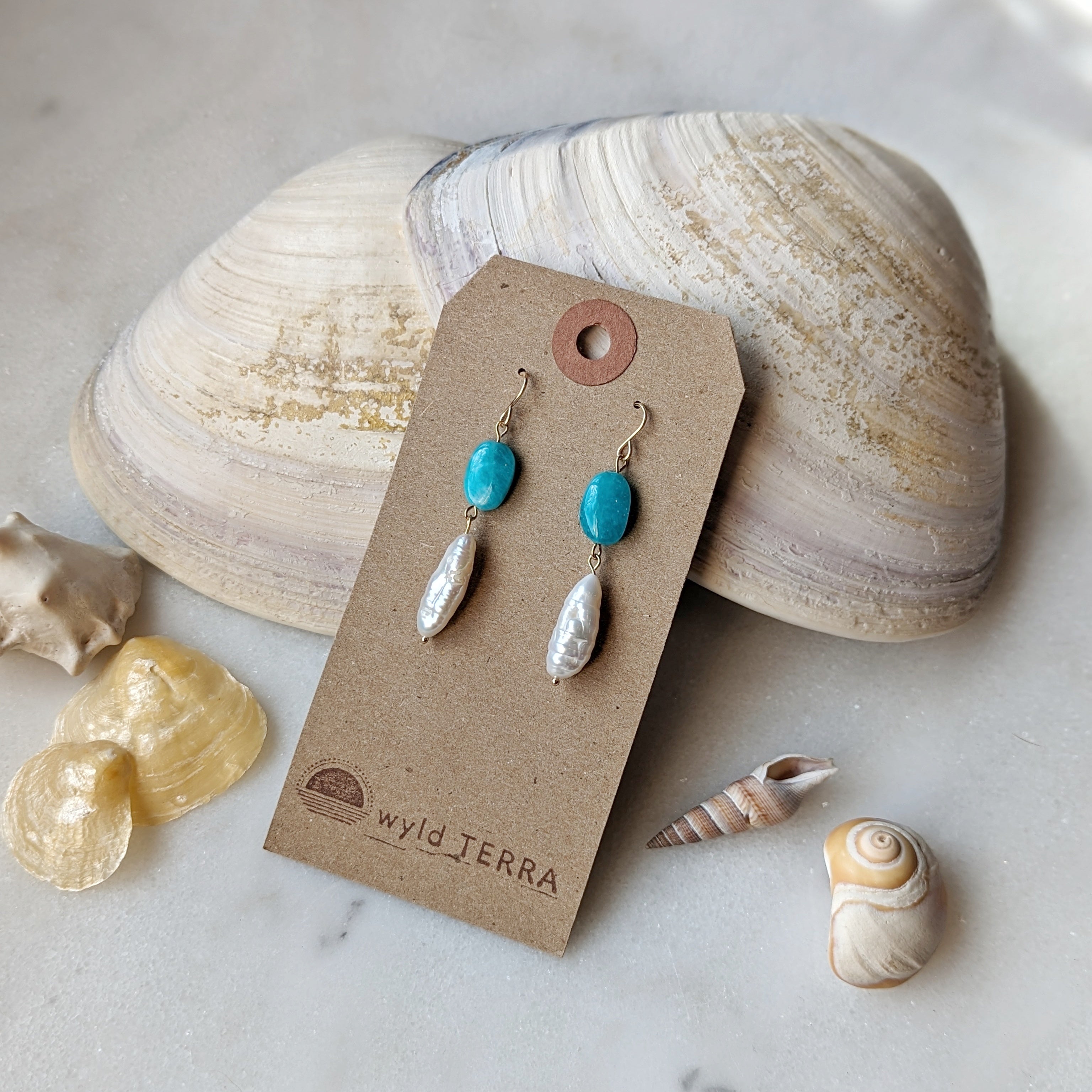 Peruvian Amazonite Ovals & Baroque Freshwater Pearl Dangles