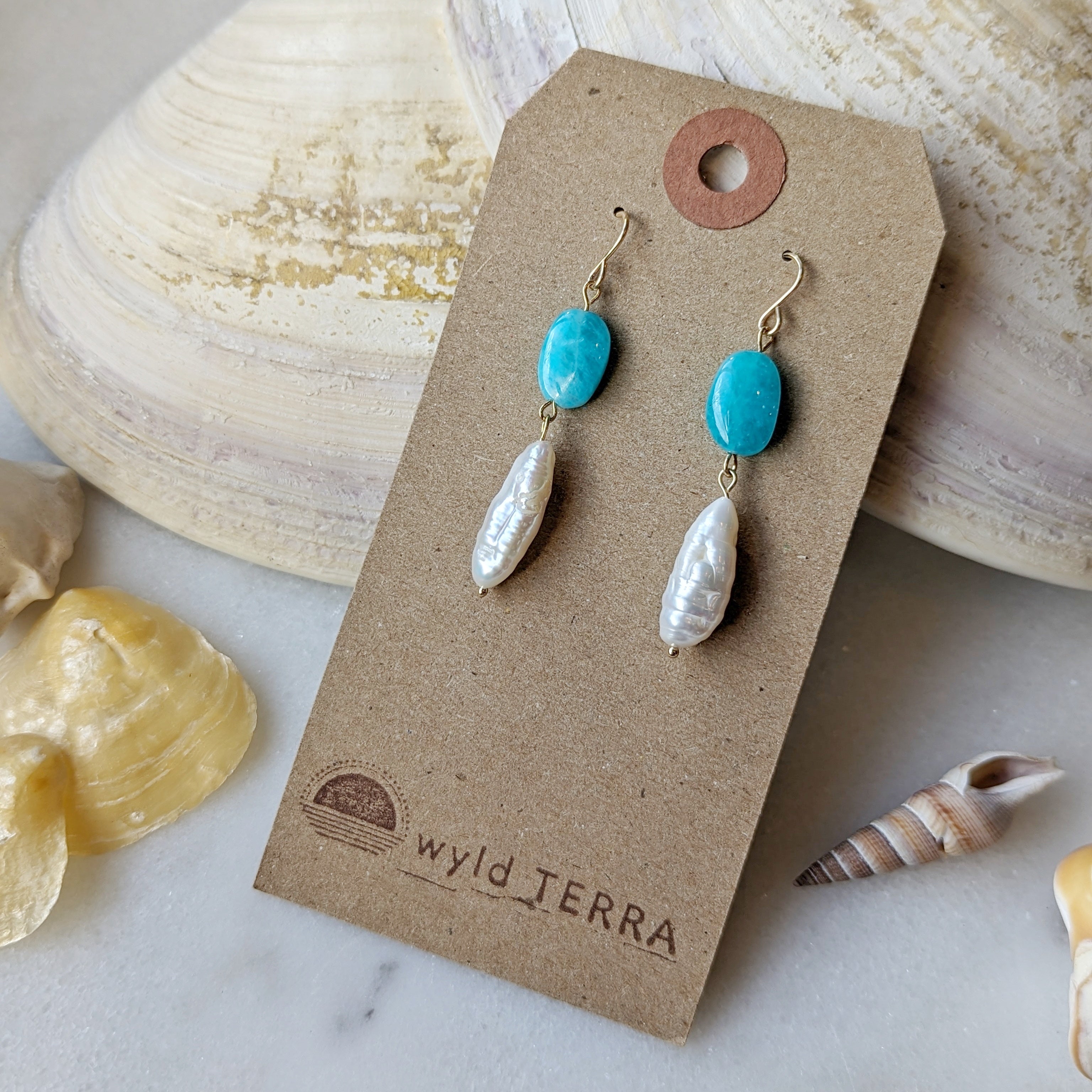 Peruvian Amazonite Ovals & Baroque Freshwater Pearl Dangles