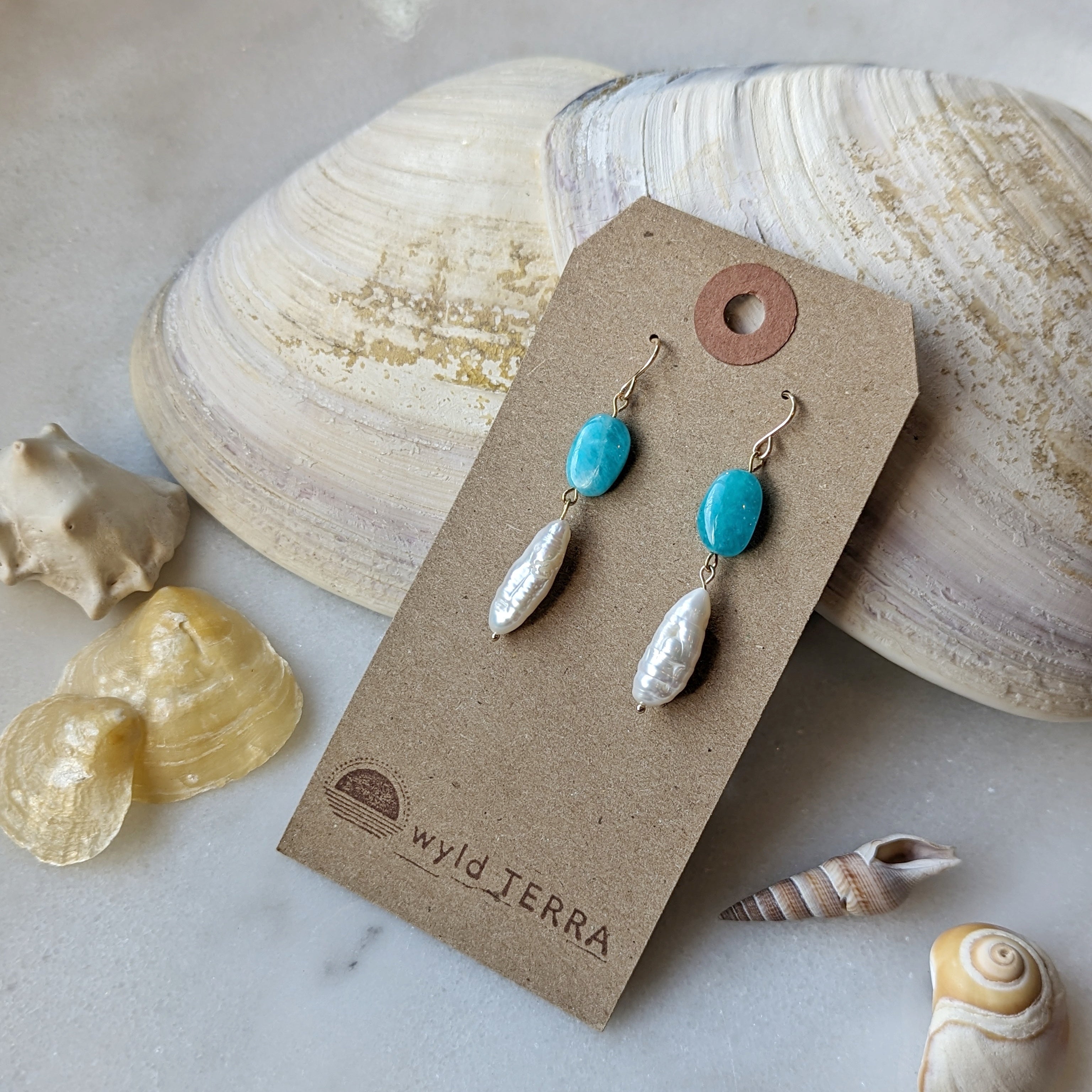 Peruvian Amazonite Ovals & Baroque Freshwater Pearl Dangles