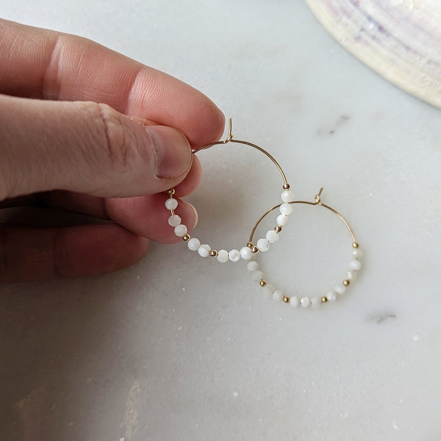 Mother of Pearl Hoops