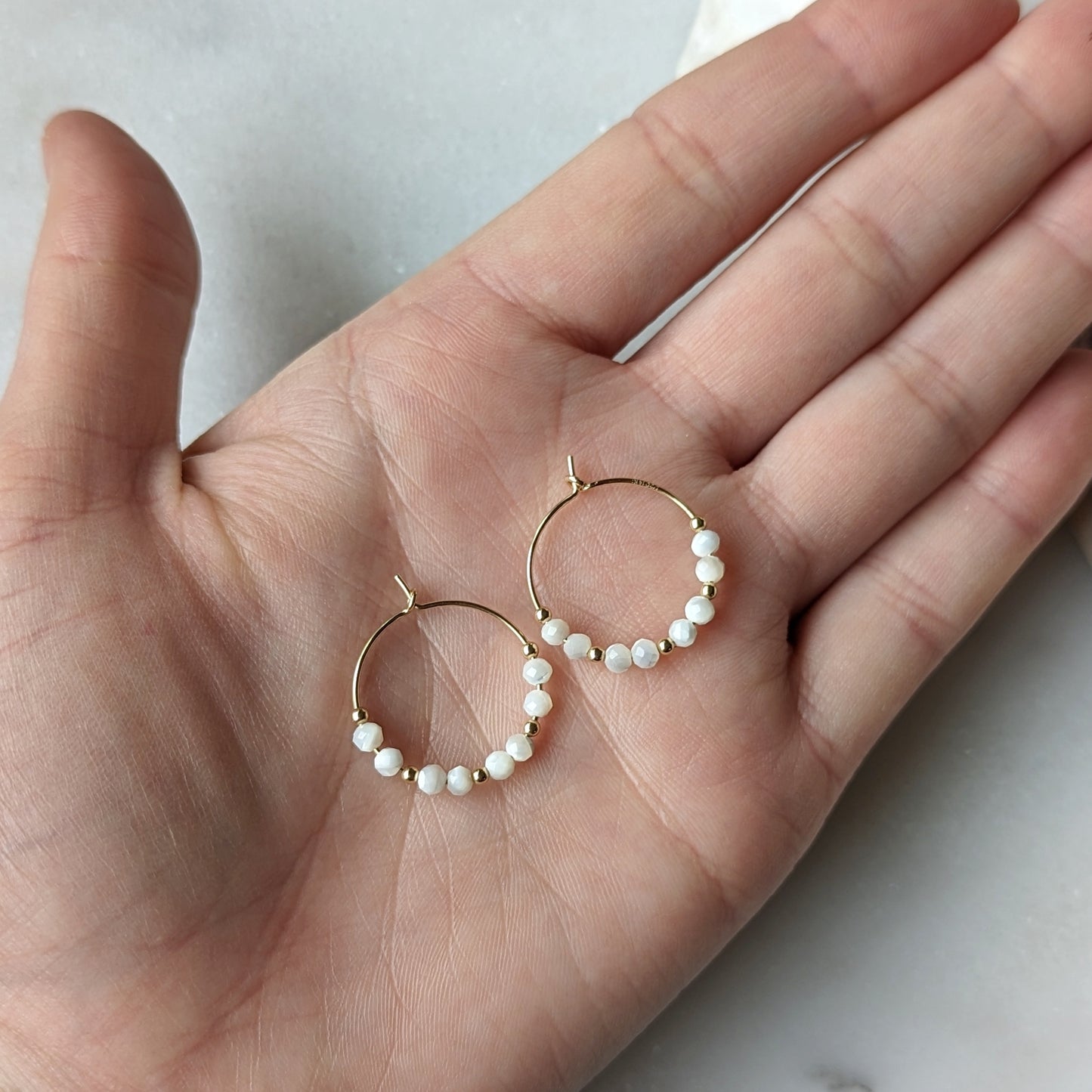 Mother of Pearl Mini Hoops