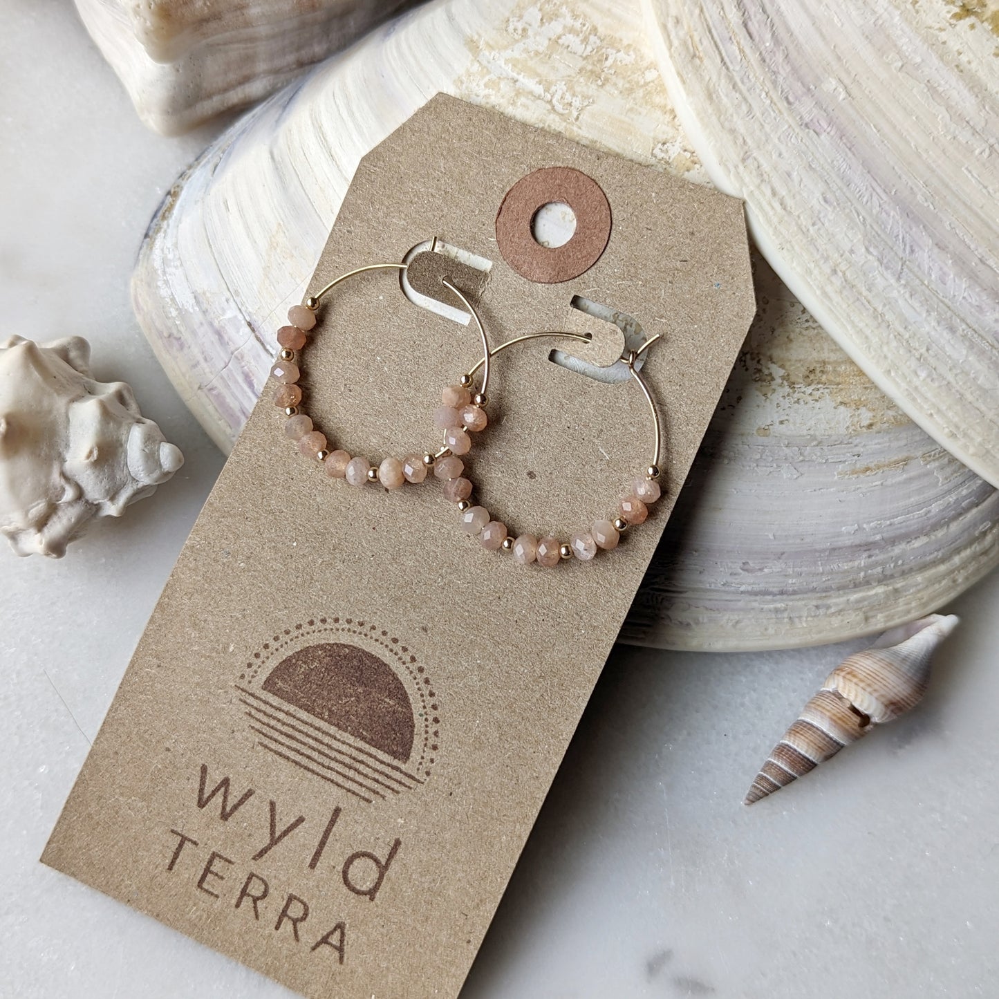 Peach Moonstone Hoops