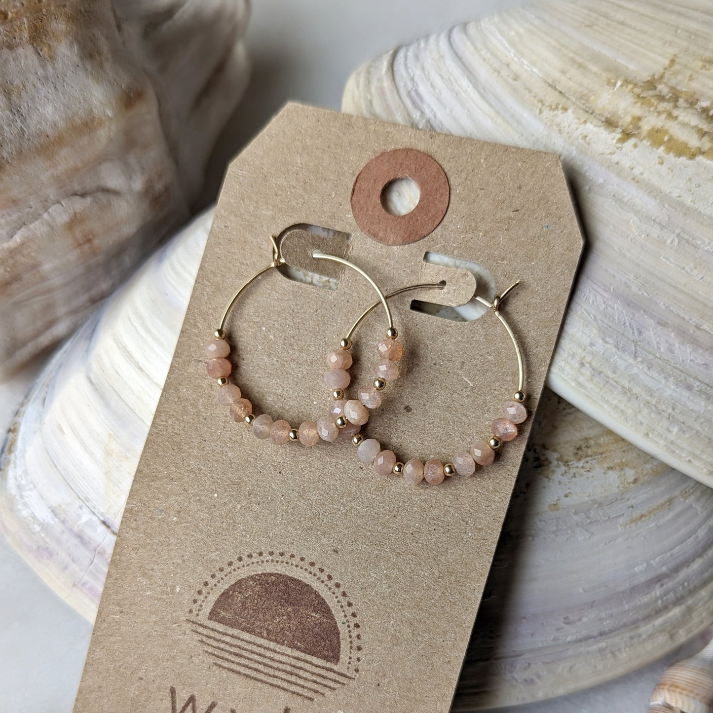 Peach Moonstone Hoops