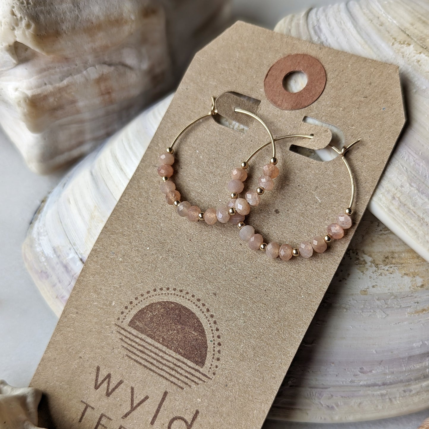 Peach Moonstone Hoops