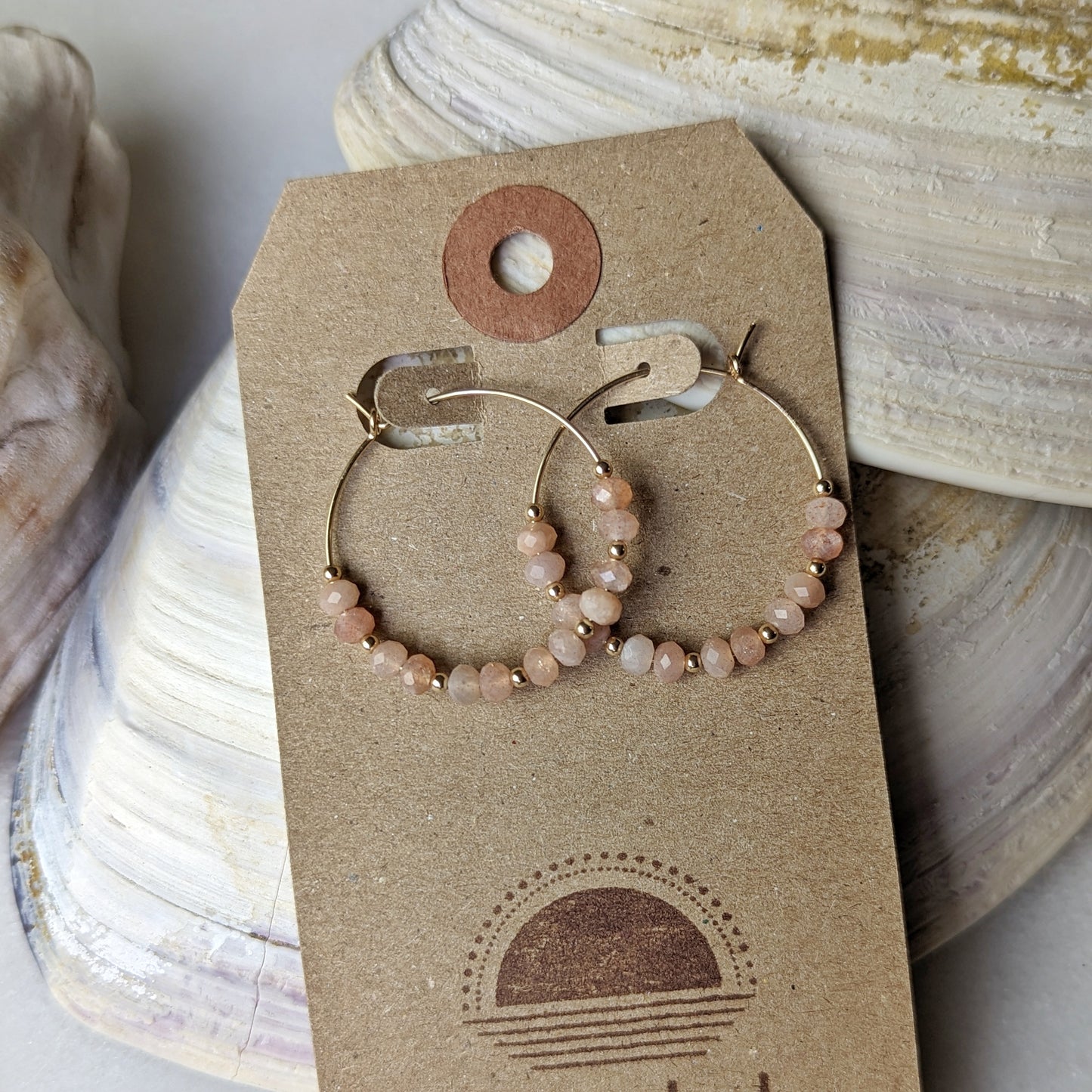 Peach Moonstone Hoops