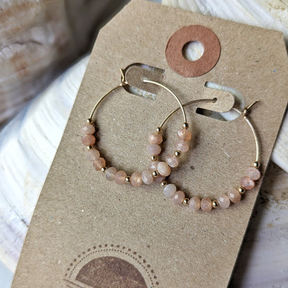 Peach Moonstone Hoops