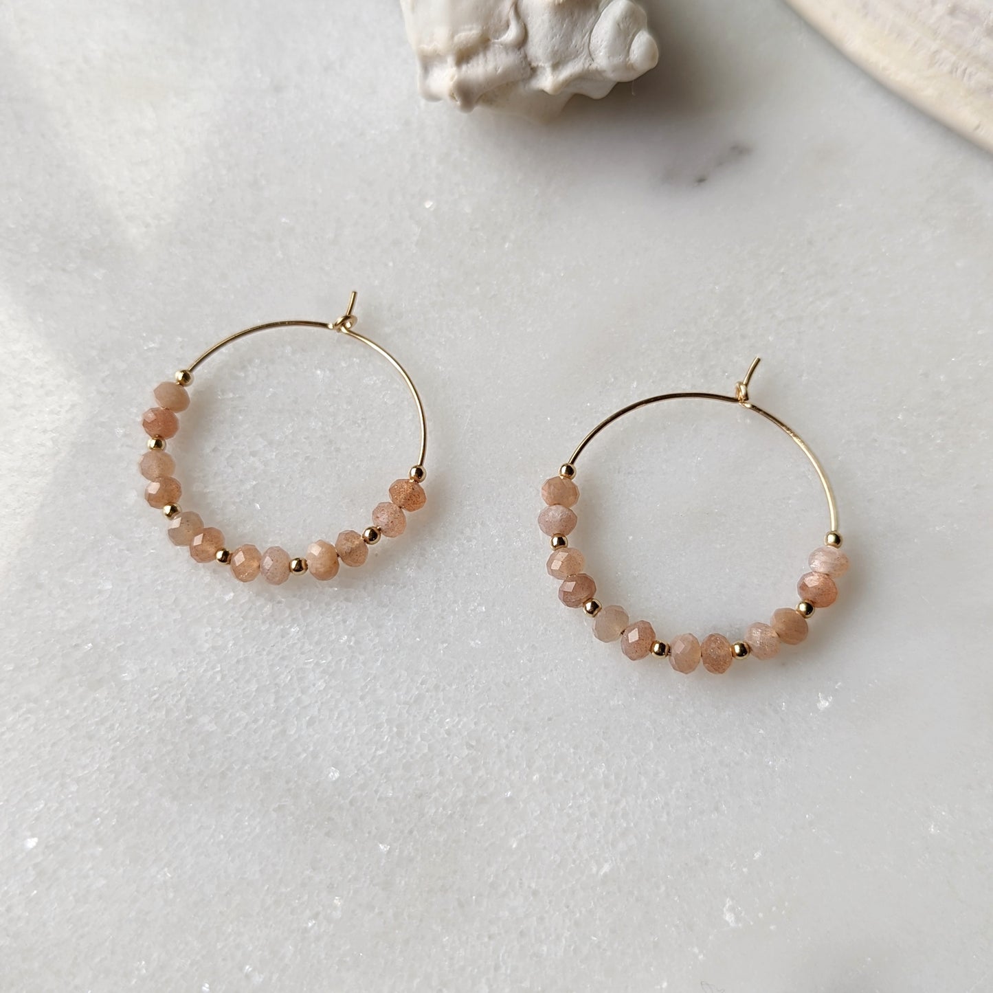 Peach Moonstone Hoops