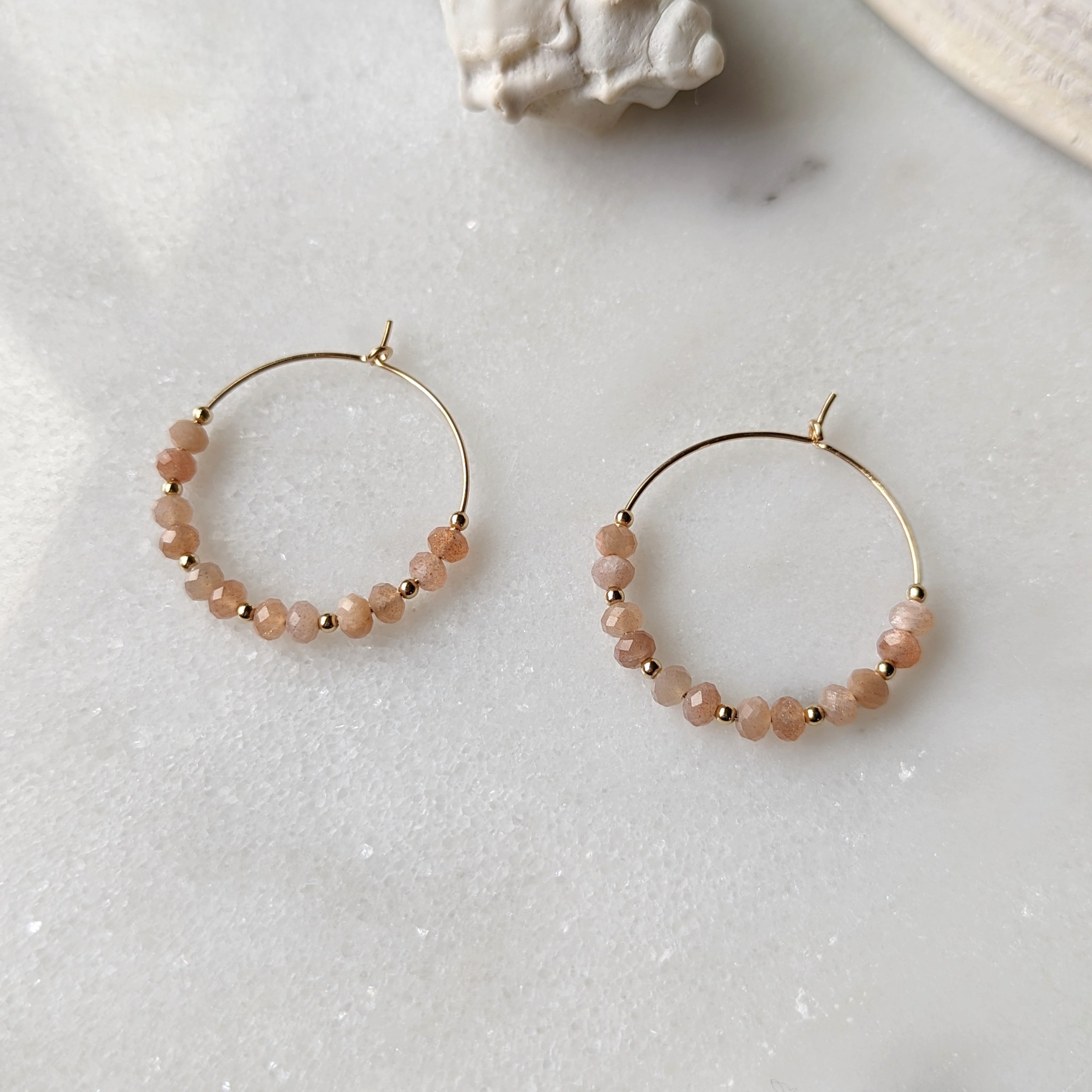 Peach Moonstone Hoops