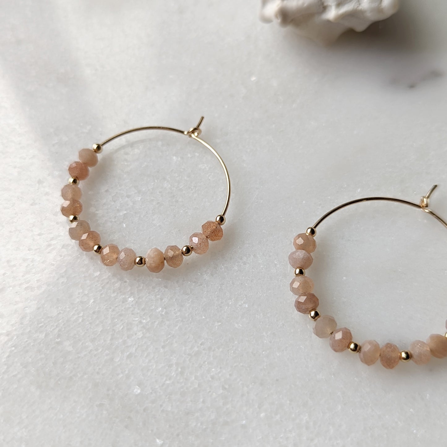 Peach Moonstone Hoops