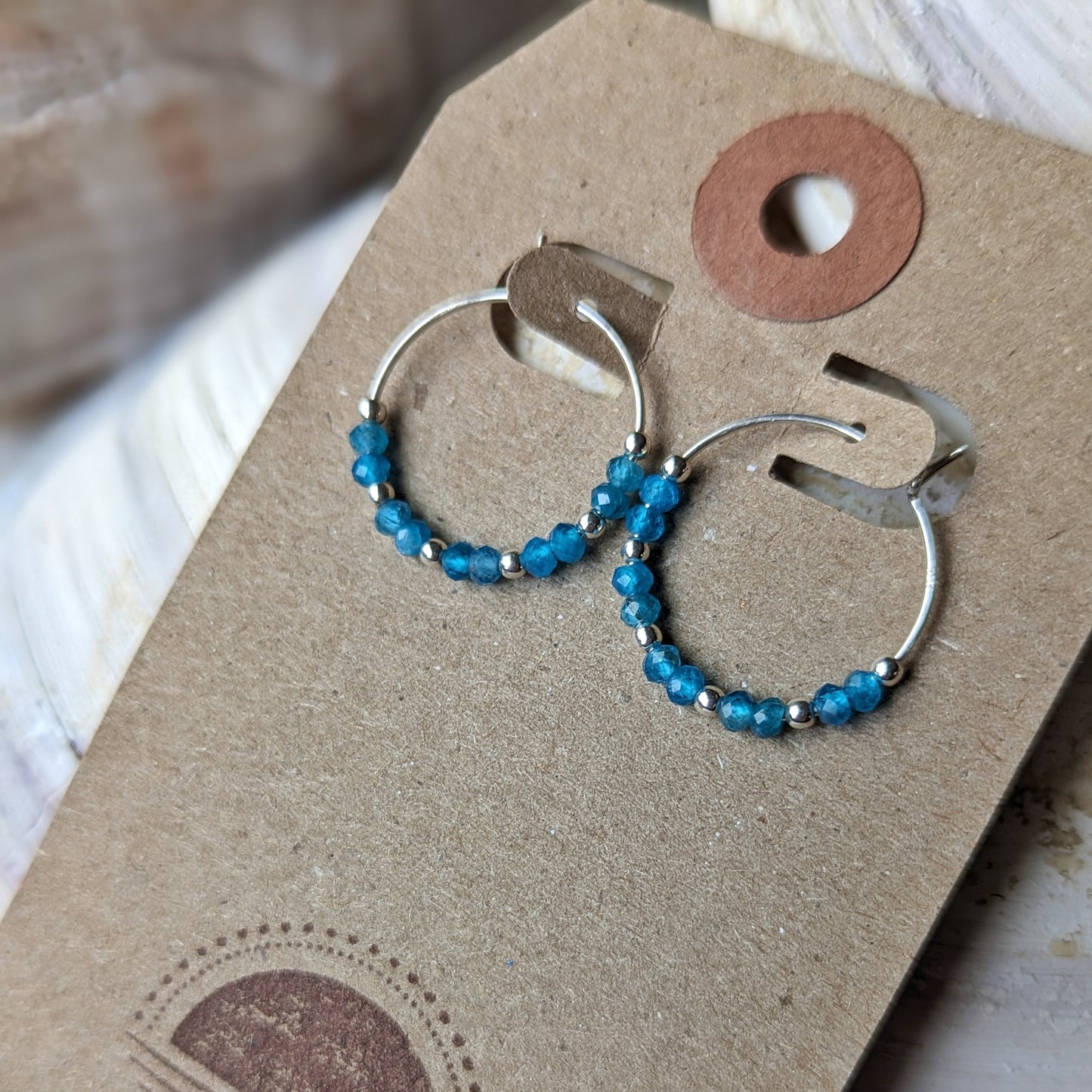 Blue Apatite Mini Hoops