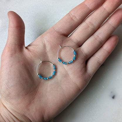 Blue Apatite Mini Hoops