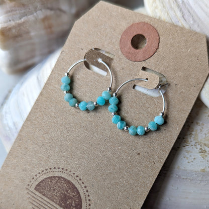 Peruvian Amazonite Mini Hoops