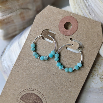 Peruvian Amazonite Mini Hoops