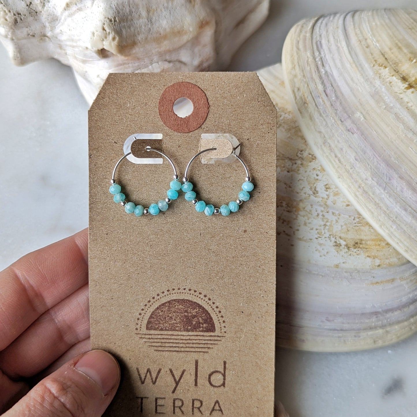 Peruvian Amazonite Mini Hoops