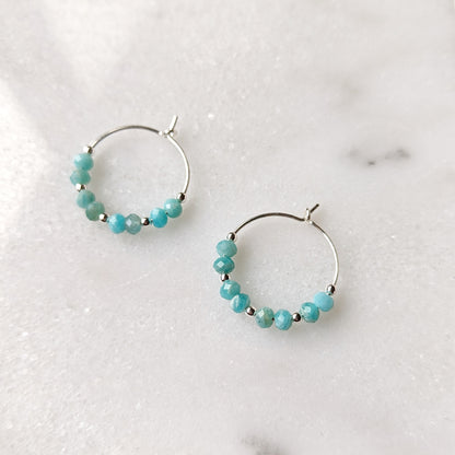 Peruvian Amazonite Mini Hoops