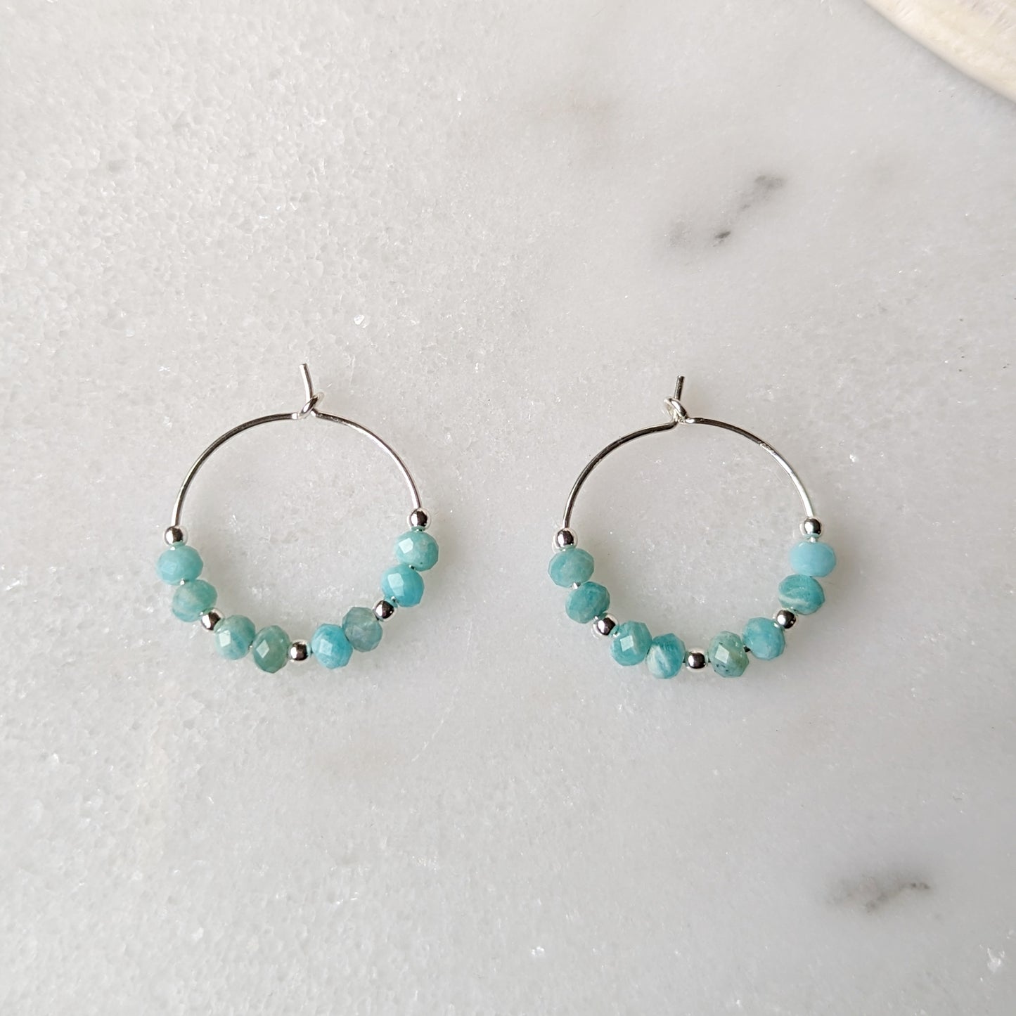 Peruvian Amazonite Mini Hoops