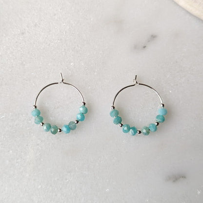 Peruvian Amazonite Mini Hoops