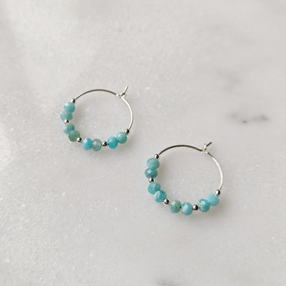 Peruvian Amazonite Mini Hoops