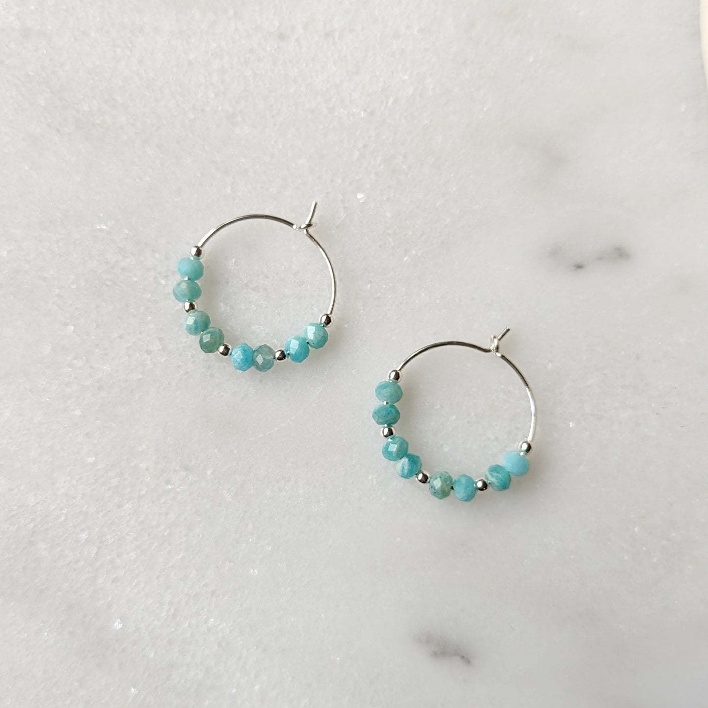 Peruvian Amazonite Mini Hoops