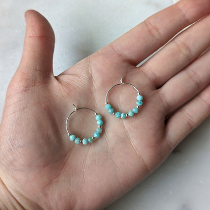 Peruvian Amazonite Mini Hoops