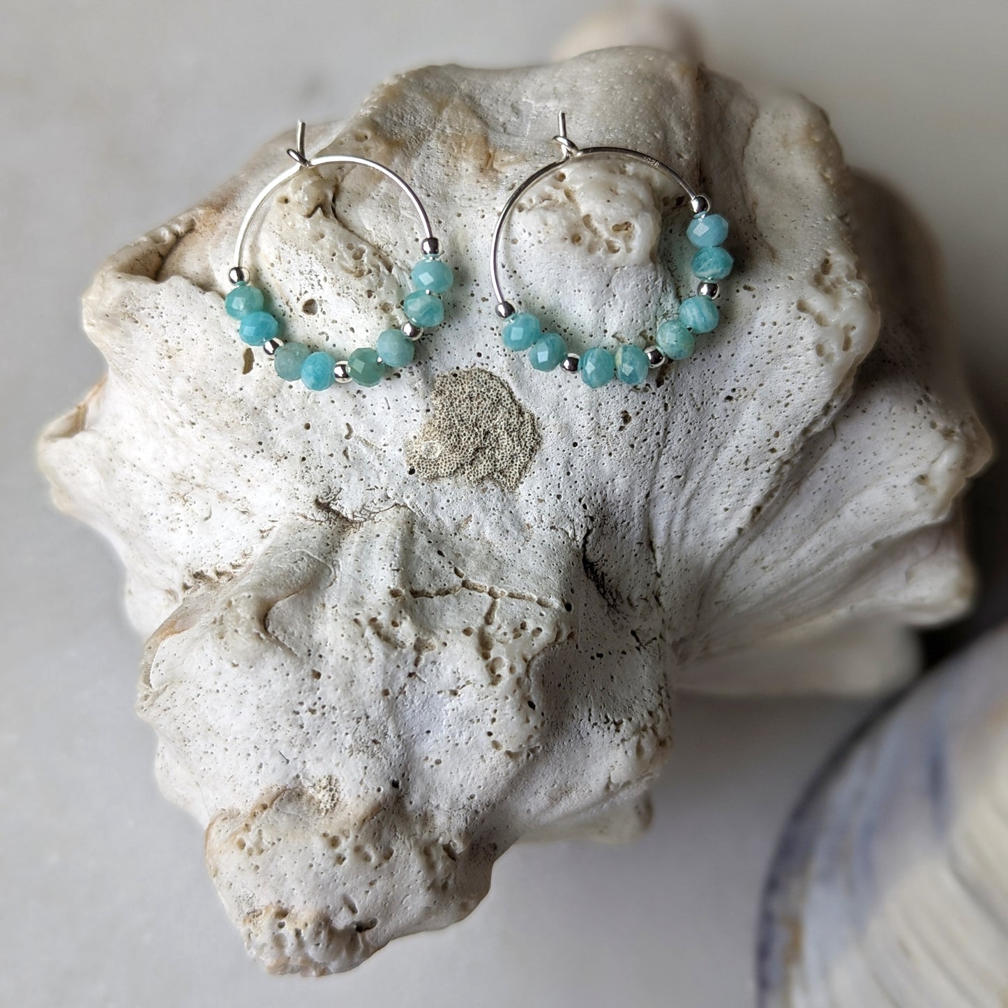 Peruvian Amazonite Mini Hoops