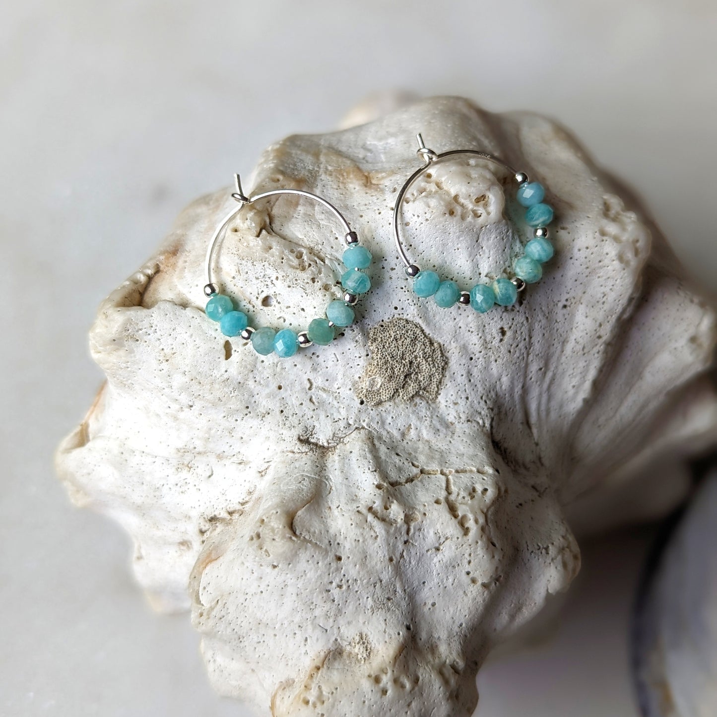 Peruvian Amazonite Mini Hoops