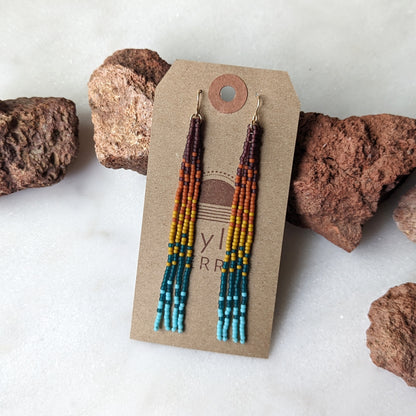 Sunset Rainbow Beaded Fringe Earrings