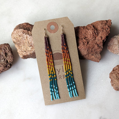 Sunset Rainbow Beaded Fringe Earrings