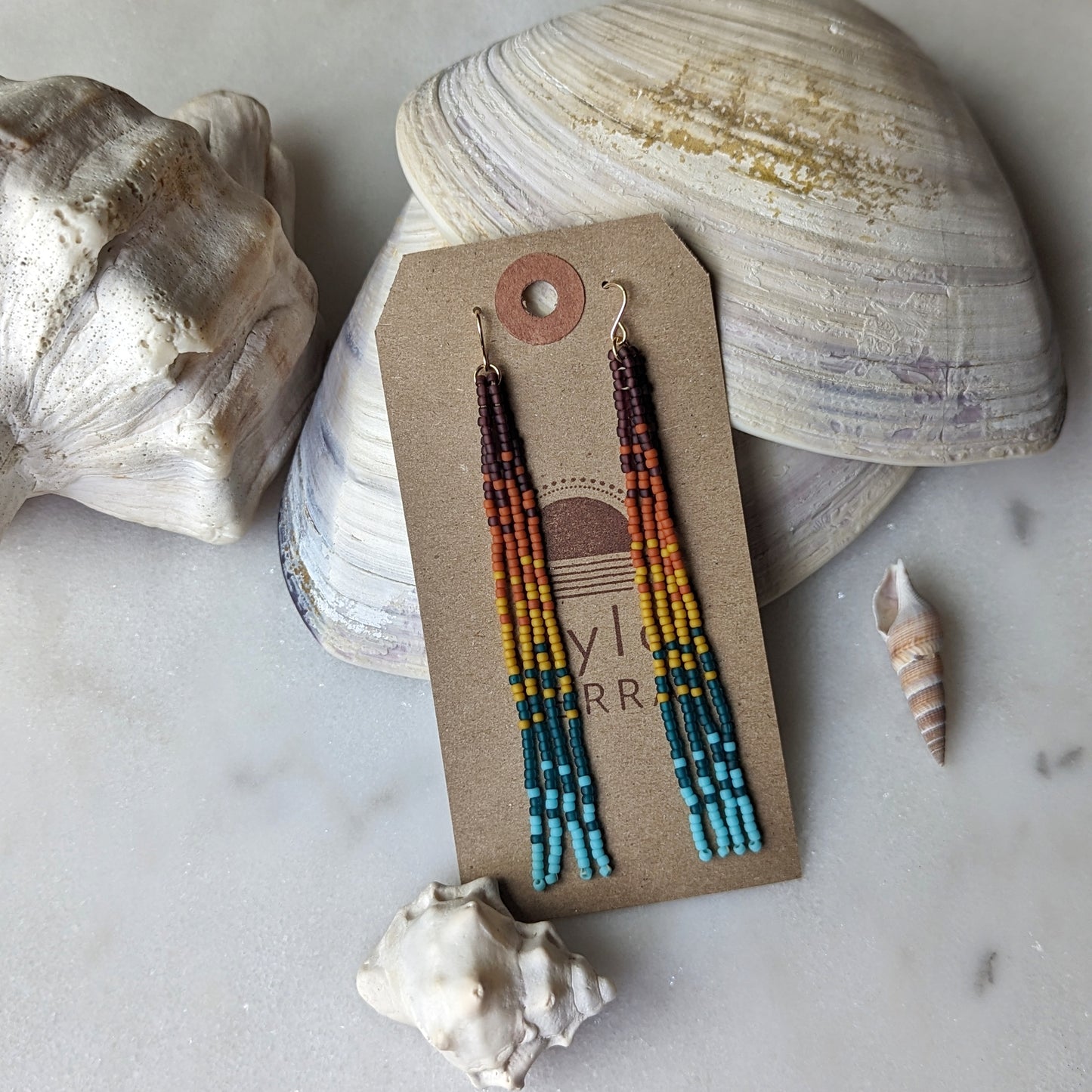 Sunset Rainbow Beaded Fringe Earrings