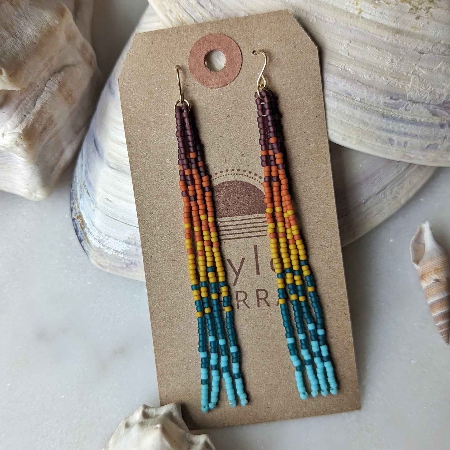 Sunset Rainbow Beaded Fringe Earrings