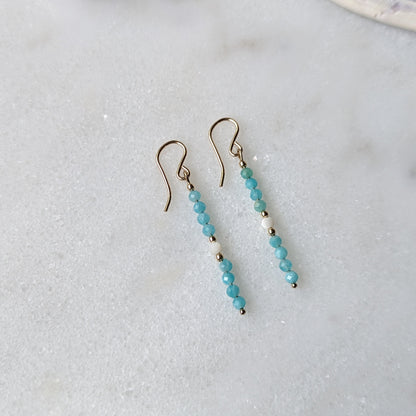 Peruvian Amazonite & Mother of Pearl Gemstone Dangles